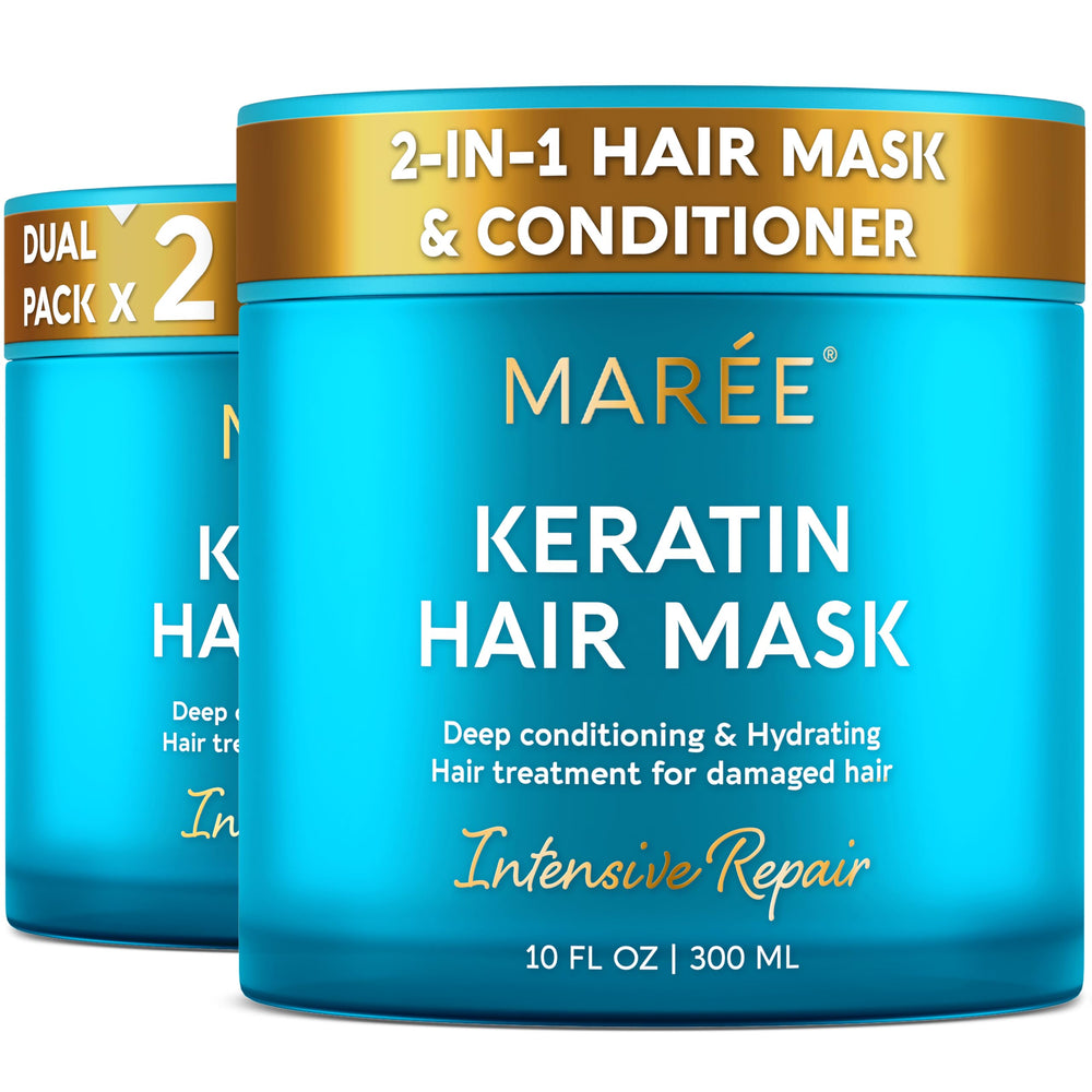 MAREE Mascarilla de acondicionamiento profundo en envase, cabello dañado con hidratación intensa.