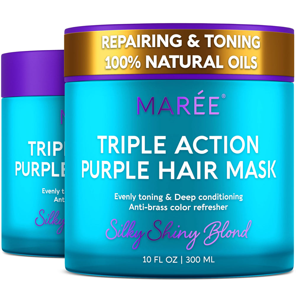 MAREE mascarilla morada para cabello rubio, paquete doble para uso en casa.