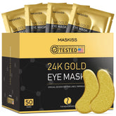 Maskiss parches ojos oro 24k en uso rapido para piel descansada.
