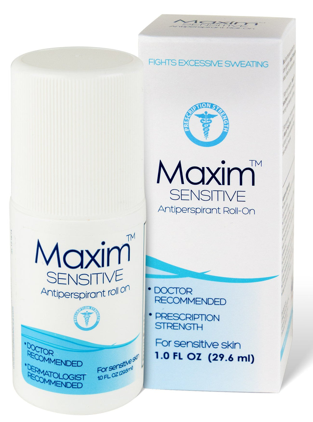 MAXIM Sensitive desodorante roll-on sin fragancia para piel sensible, protección antitranspirante duradera.
