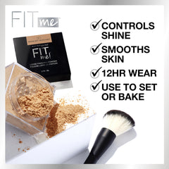 MAYBELLINE Fit Me polvos sueltos aplicación con cepillo, cobertura suave