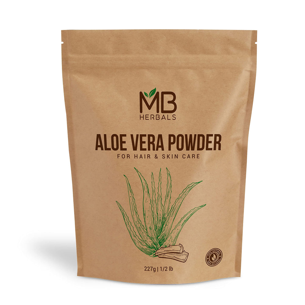MB Herbals Aloe Vera Powder en envase de 227 g, hidratación suave para piel