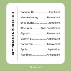 Ingredientes clave: coco, manteca de karité y miel de Manuka en Medix 5.5.