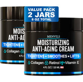 Menvils crema facial para hombres, botella visible, hidrata y suaviza la piel.