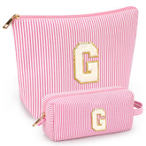 Bolsas iniciales de maquillaje Mibasies en rosa, perfecto para viaje y organización