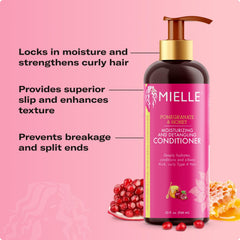Aplicación suave con Pomegranate & Honey de Mielle Organics para distribución uniforme.