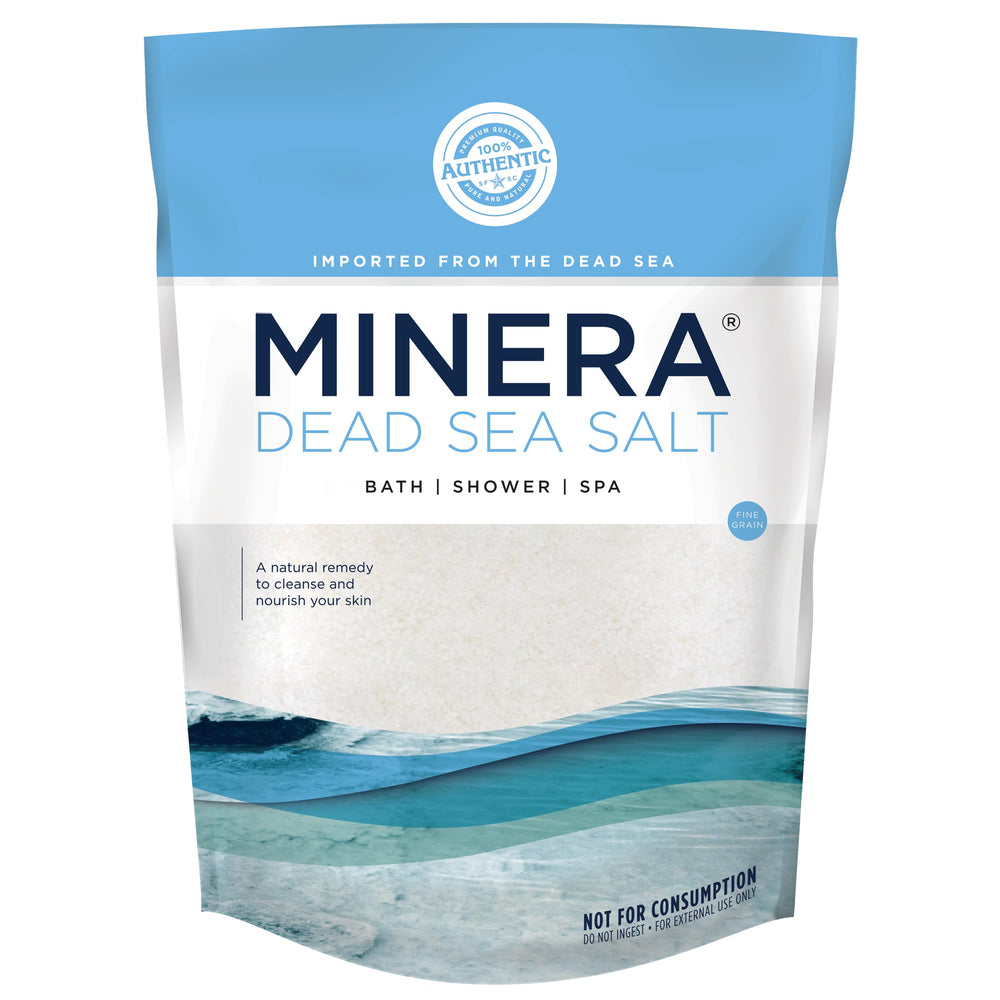 Minera Sal del Mar Muerto grano fino para baño, relajación y piel suave.