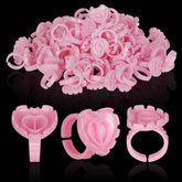 Anillos MixPeak para pegamento de pestañas con forma de corazón, 100 piezas.