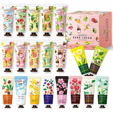 Set regalo Miyueleni con 20 cremas de mano y fragancias variadas.