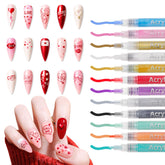 MKNZOME bolígrafos arte uñas 12 colores para precisión en diseños detallados.