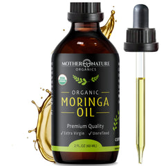 Mother Nature Organics Moringa Oil, botella clara para hidratación diaria de la piel