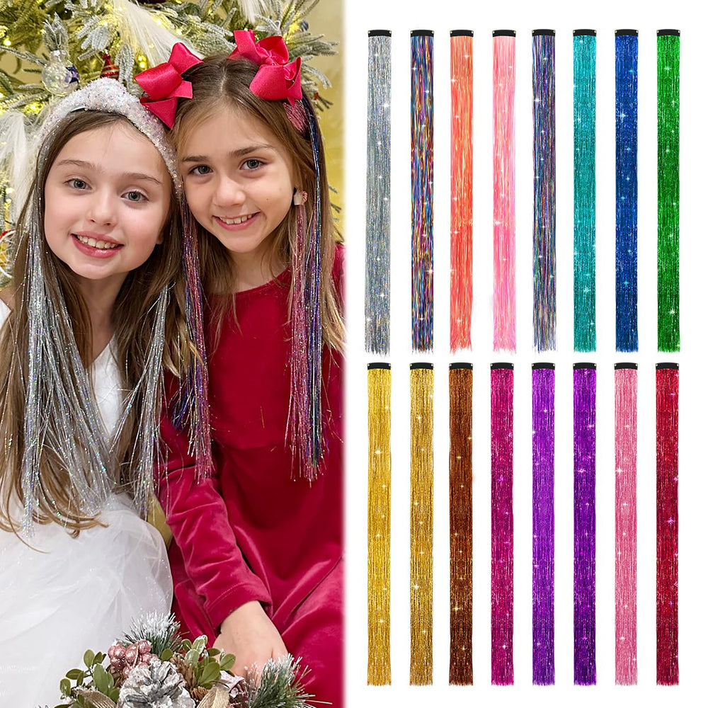 MYKURS mechones de purpurina con clip para niñas, brillo fácil de aplicar.