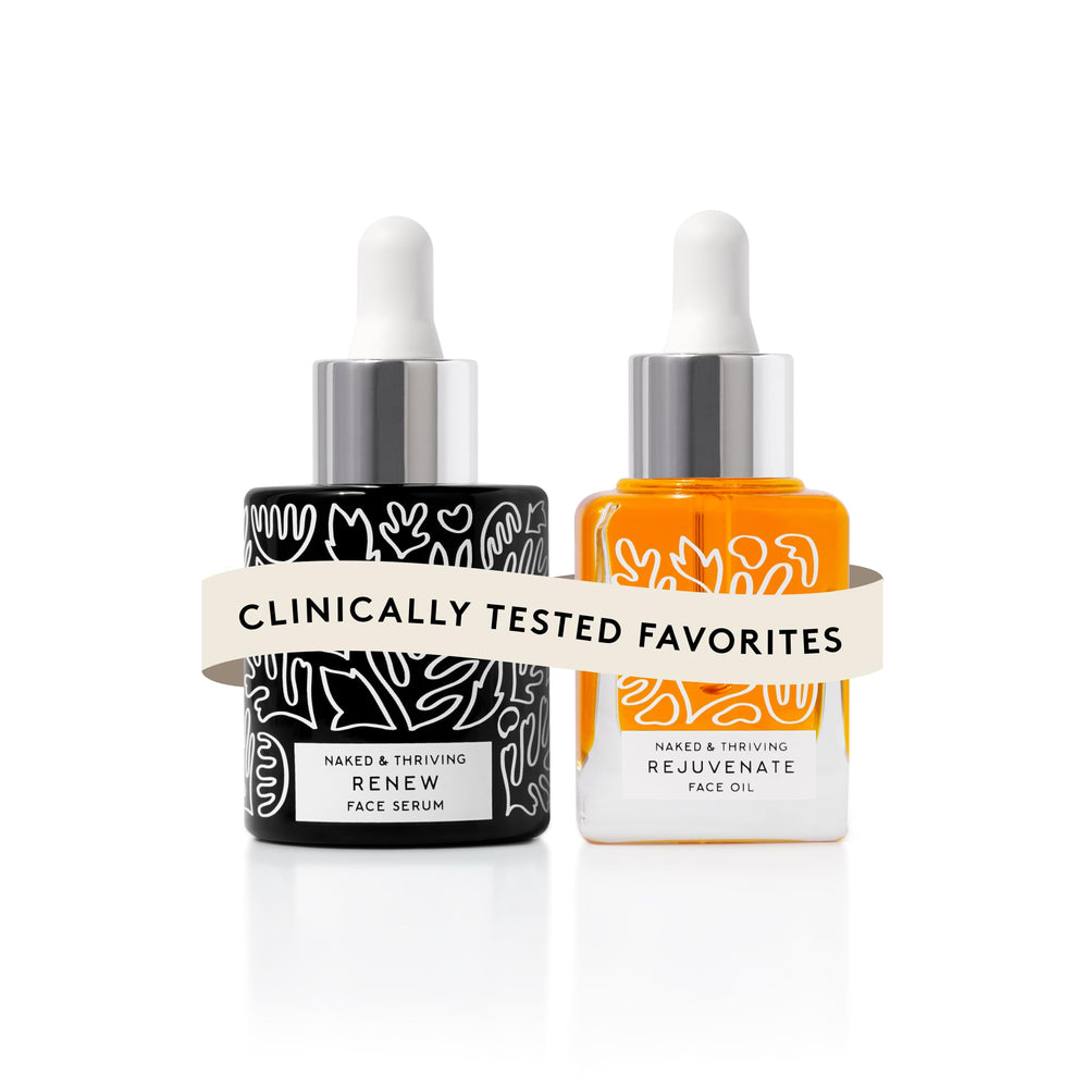 Naked & Thriving Renew serum frasco, hidratación profunda para la piel