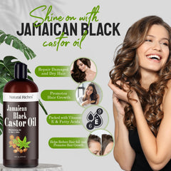 Natural Riches Aceite Negro Jamaicano, cuidado de piel con hidratación profunda.