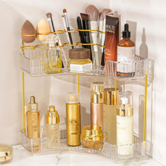 NATURE'S SOURCE organizador de maquillaje esquina dos niveles para baño, mantiene la encimera ordenada.