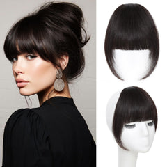 Franja francesa Niceone Hair marrón-negro para un look natural.
