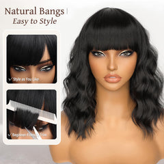 Pelo bob corto negro de Nnzes, estilo versátil para uso diario