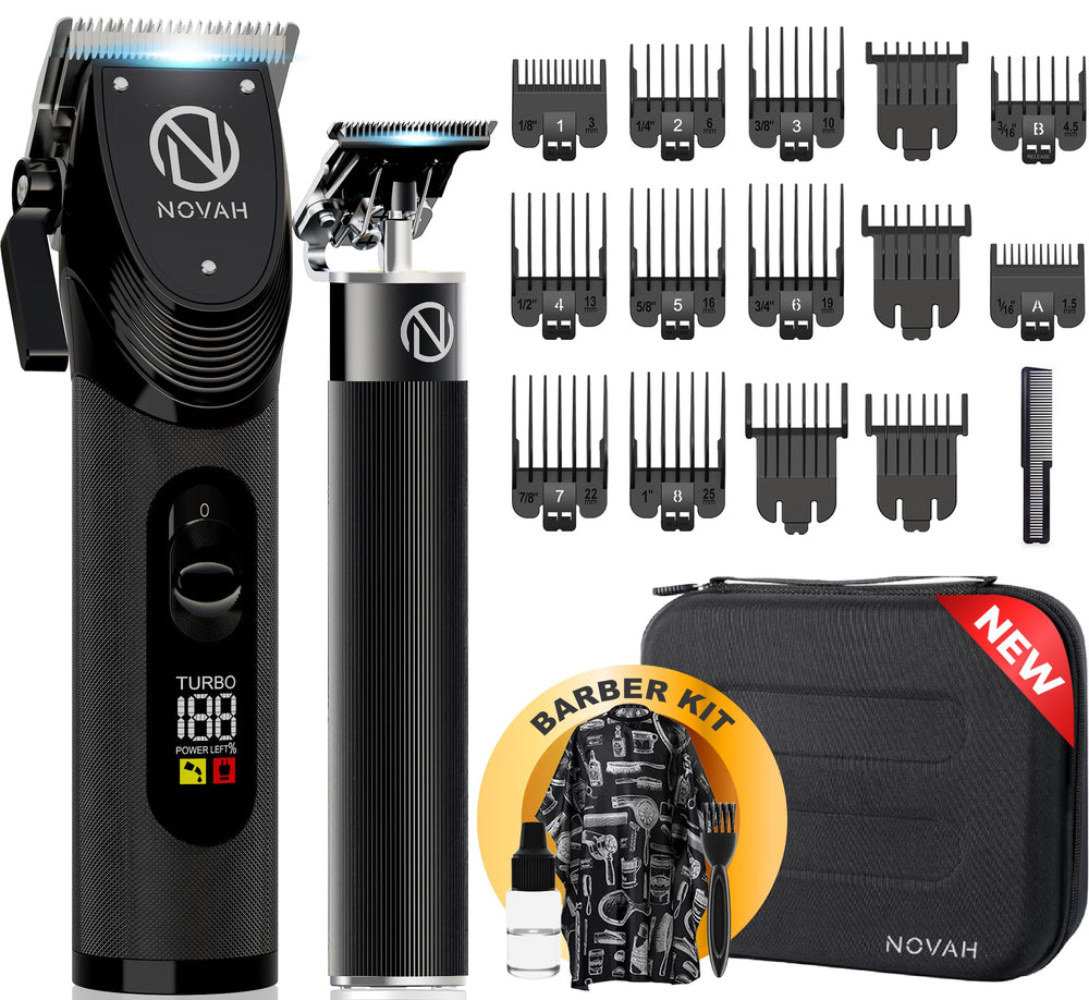 NOVAH Grooming cortapelos profesional set 23 piezas para cortes precisos en casa.