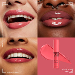 Acabado brillante del Butter Gloss Sorbet realzando el color coral
