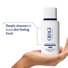 Obagi Nu-Derm Gel Espumoso, textura cremosa, deja sensación suave tras la limpieza.