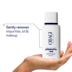 Obagi Nu-Derm Gentle Cleanser, aplicación facial suave para rutina.