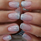 OCOUYVD Uñas cortas cuadradas brillantes para un estilo moderno y cómodo.