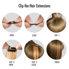 Extensiones Onas rojas para Noche de Brujas, con clip-in y estilo rápido.
