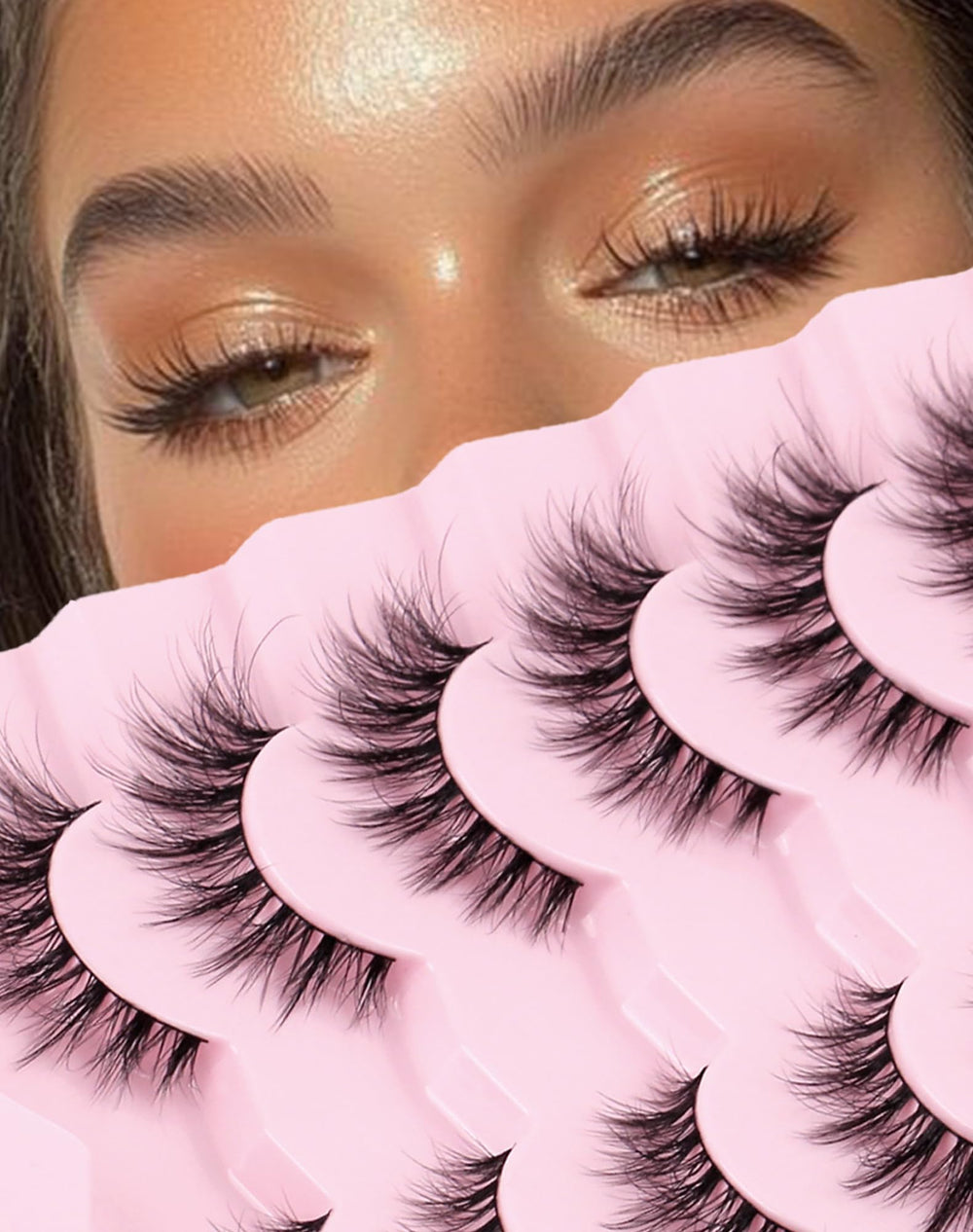 Onlyall pestañas falsas con efecto ojo de gato para una mirada definida.