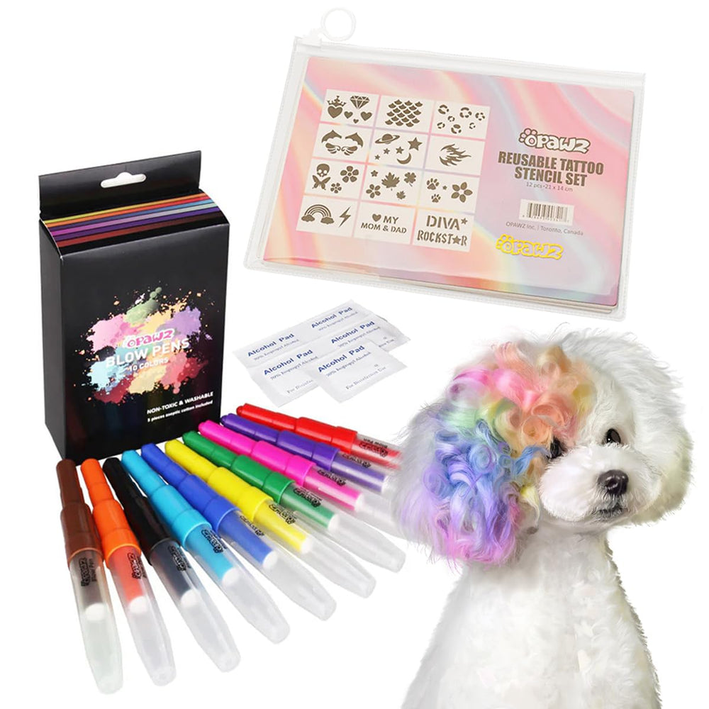 OPAWZ Blow Pen con 10 colores para grooming de mascotas.