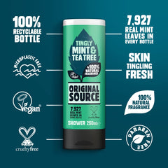 Original Source gel de ducha con árbol de té y menta, espuma cremosa para limpieza suave