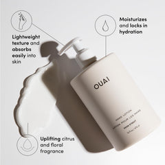 OUAI Crema de manos con textura ligera para hidratación sin grasa.