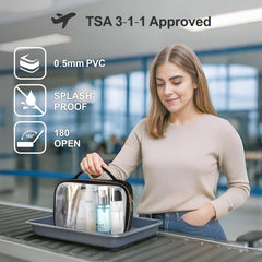 PACKISM bolsa de maquillaje transparente mediana ideal para líquidos que cumplen la regla 3-1-1
