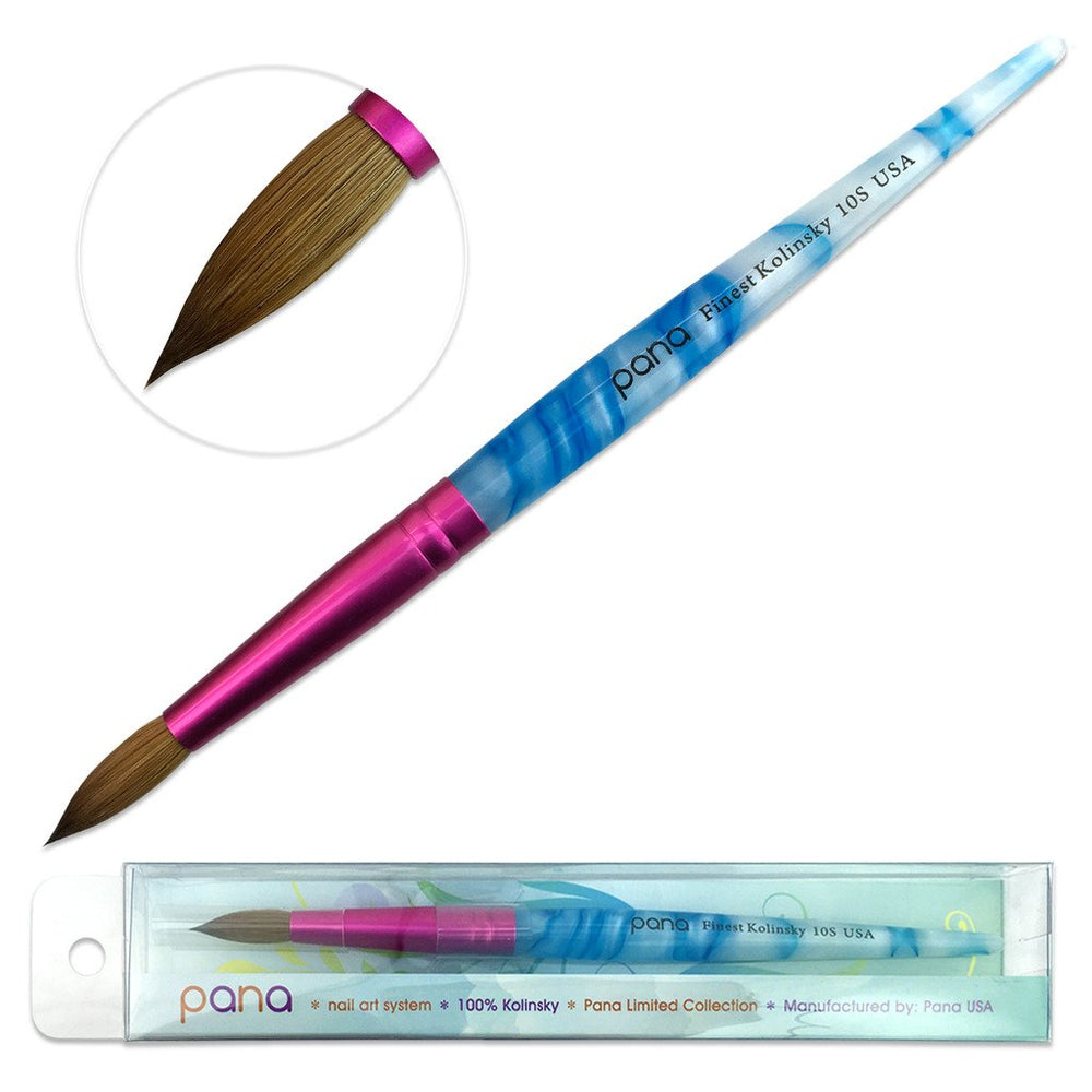 PANA USA pincel acrilico con pelo Kolinsky y remolino blanco-azul para trazos suaves