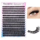 Pawotence pestañas agrupadas 280pcs, aspecto más natural y voluminoso para uso diario.