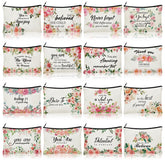 Bolsas Pinkunn con flor en lienzo, ideales para viajar y organizar maquillaje.
