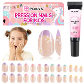 Plauva uñas postizas para niñas, 26 piezas para ajuste cómodo.