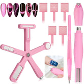 Conjunto Plman de imanes para uñas 6 en 1 muestra el producto completo y sus usos posibles