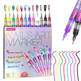 Poiykmt bolígrafos para uñas 12 colores para diseños vibrantes y duraderos.