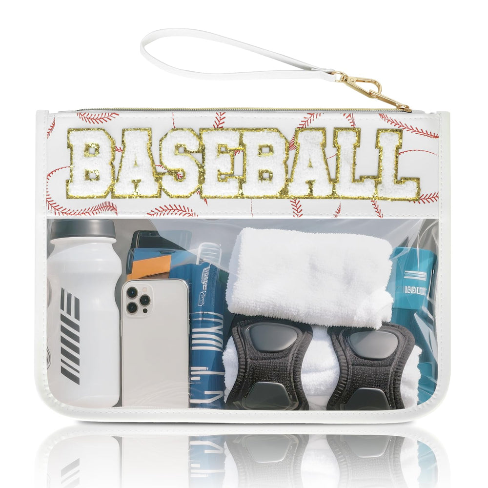 PPeen bolsa de maquillaje baseball transparente, facilita ver y sacar cosméticos al instante