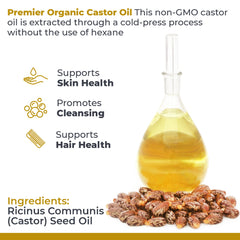 Premier Research Labs aceite de ricino orgánico: aplicación facial suave y limpia.
