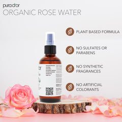 PURA D'OR tonico agua de rosas organica limpieza de poros suave