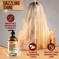 Pure Nature Lux Spa Argan Shampoo, cabello brillante y sano al lavar.