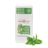 Purelygreat desodorante natural con aroma a árbol de té en botella, uso diario.