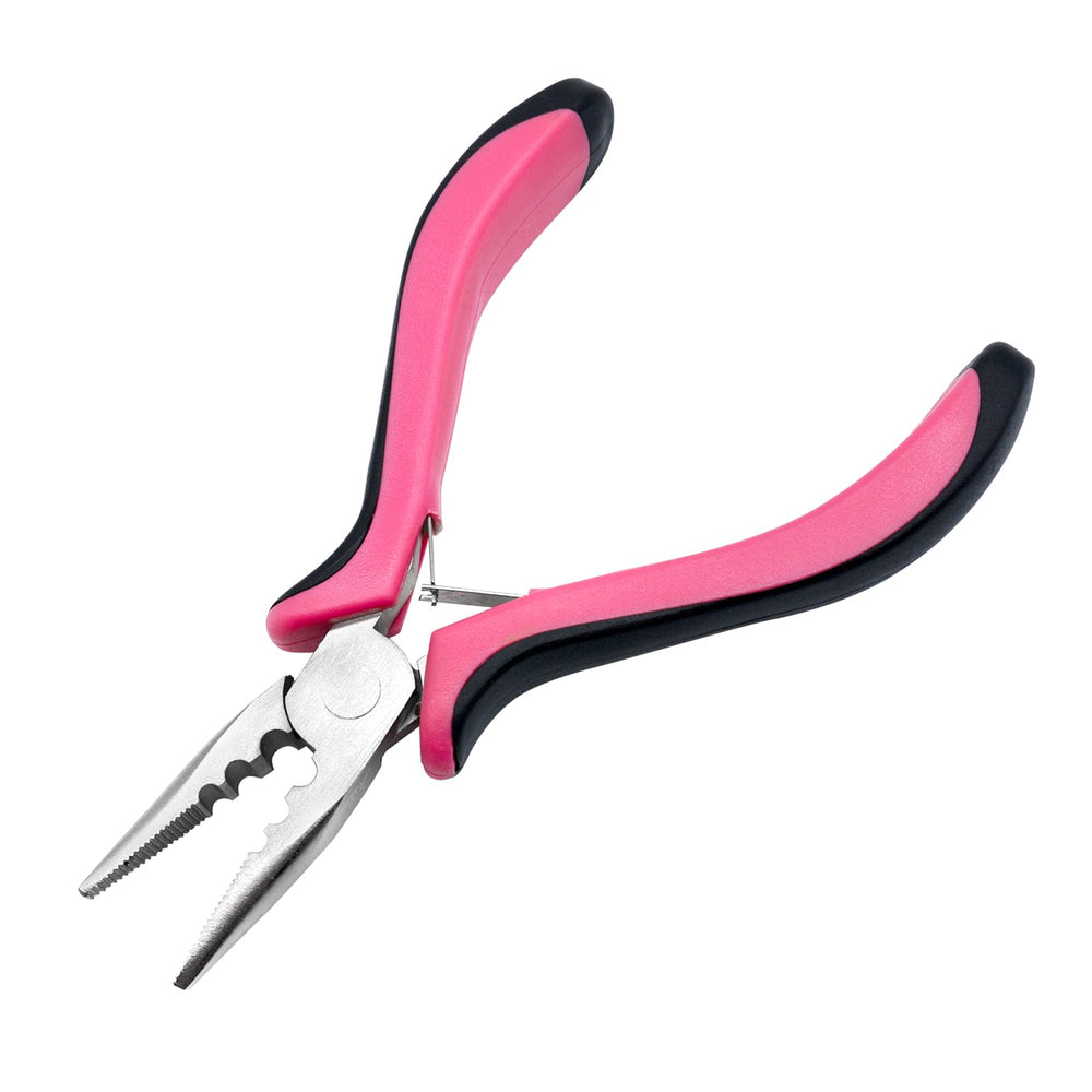 Pinzas Quacc para extensiones, tres agujeros, rosa, precisión para micro y nano anillos.