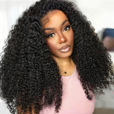 Querary Kinky Curly media peluca 20'' con línea invisible: peinado rápido.