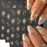 Quezadyl estrellas doradas para uñas, acabado 5D para decoraciones brillantes.