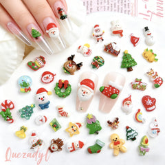 Quezadyl reno navideño en uñas con detalle 3D elegante