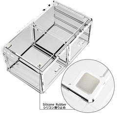 READAEER organizador maquillaje transparente, cajones medianos para labiales y delineadores.