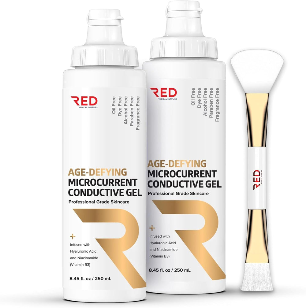 RED Medical Supplies gel conductivo para microcorriente, mejora deslizamiento y conducción.