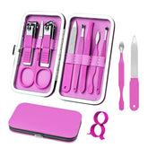 RedFlow set uñas 8 en 1 en estuche de cuero, ideal para viaje.